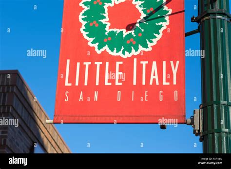 Little Italy Sign Banner Downtown San Diego California Usa Stock