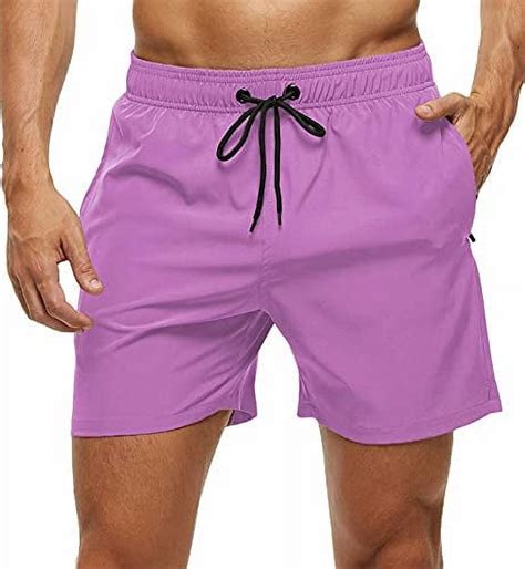 Yukaichen Mens Swim Trunks Quick Dry Beach Shorts With Zipper Pockets