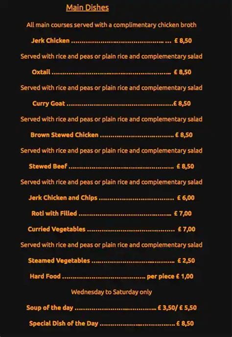 Menu At Ginger Sky Caribbean Restaurant And Bar Ilford