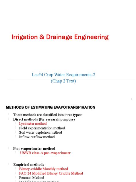 Lec#4-Crop Water Requirement | PDF | Humidity | Evapotranspiration