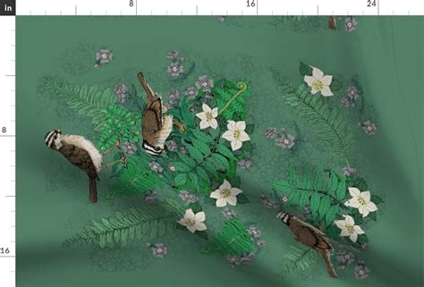 Garden Path Sparrows And Ferns Wall Fabric Spoonflower