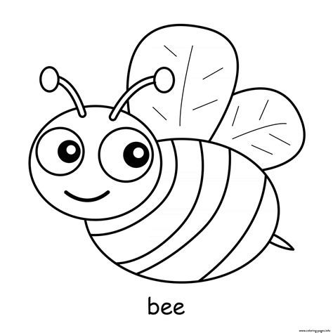 Cute Bee Coloring Page Printable