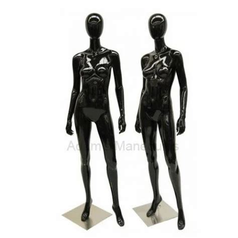 Standing Fiberglass Adams Female Abstract Black Gloss Mannequin Fa At