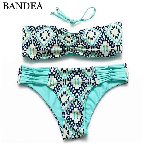 Bandea Sexy Bikini Set Print Floral Swimsuit Sexy Strappy Bikini Women Beach Swimwear Reversible