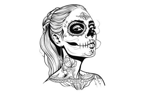 Girl Sugar Skull Coloring Page For Adult Graphic By Forhadx5 · Creative Fabrica