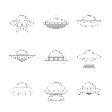 Ufo Outline Colored Simple Icon Set. Clean Design. Stock Vector ...