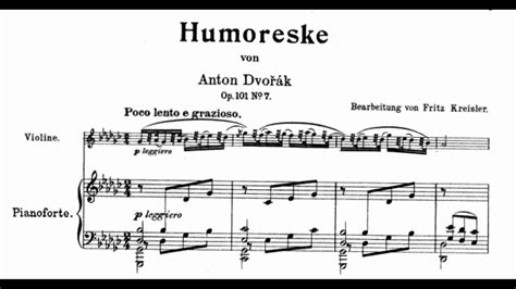 Dvořák Humoresque No 7 in G Flat Major Arr Kreisler for Violin