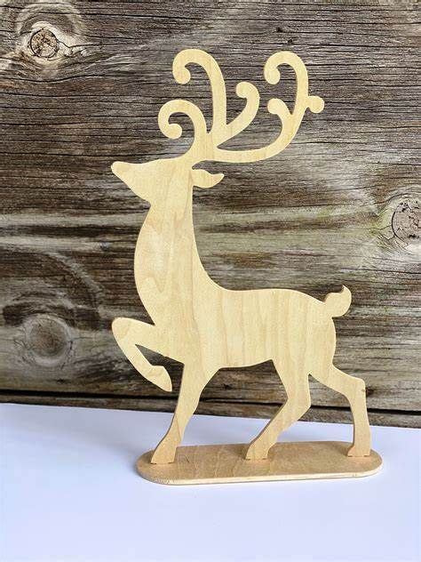 Vintage Hand Made Wood Reindeer Wooden Christmas Crafts Christmas