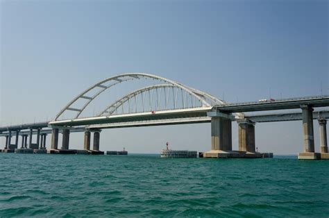 Premium Photo | Bridge across the Kerch Strait.