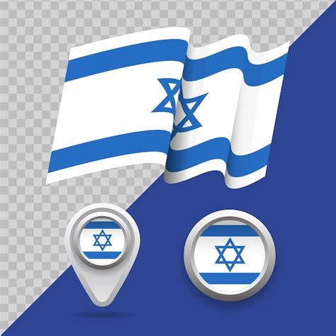 Premium Vector Set Of National Israel Flag D Israel Flag Map