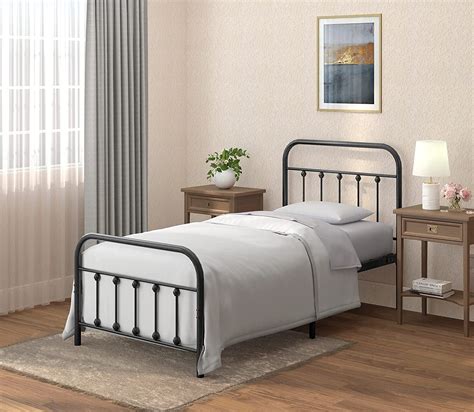 AMBEE21 Vintage Queen Metal Bed Frame With Headboard And Footboard