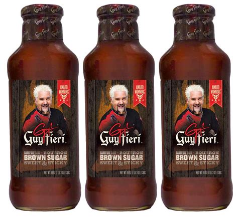 Guy Fieri Brown Sugar Bourbon Bbq Sauce 19 0 Oz Pack Of 3 Grocery And Gourmet Food