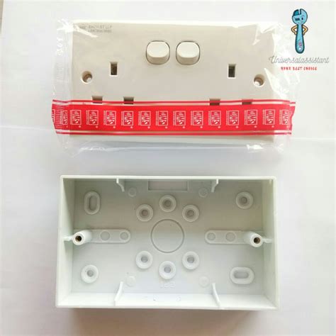 【one Set】ums 13a Double Switch Socket With Nut Box 2 Gang Electric Casing Dua Socket Twin