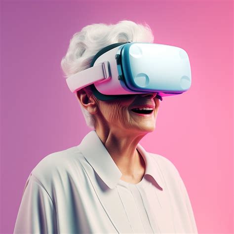 3d Darstellung Einer Oma Mit Vr Brille Kostenlose Foto