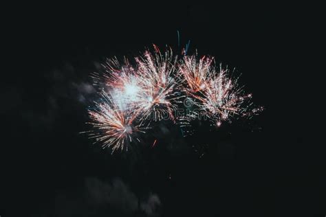 Festive Salute Or Firecrackers On Night Sky Explosions Of Fireworks