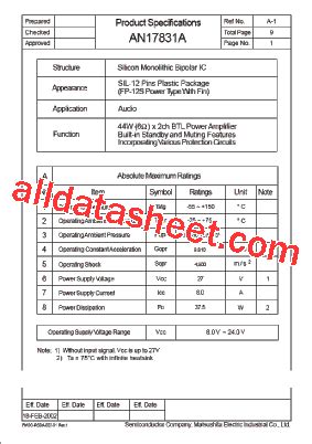 AN17831A Datasheet PDF List Of Unclassifed Manufacturers