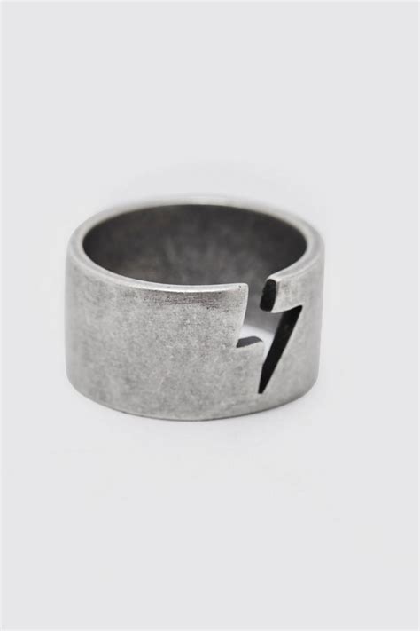 Mens Lightning Bolt Detail Ring Boohoo Uk