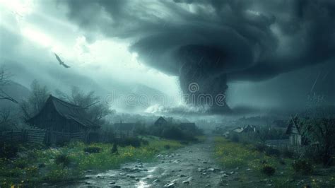 Tornado natural landscape stock illustration. Illustration of rain ...