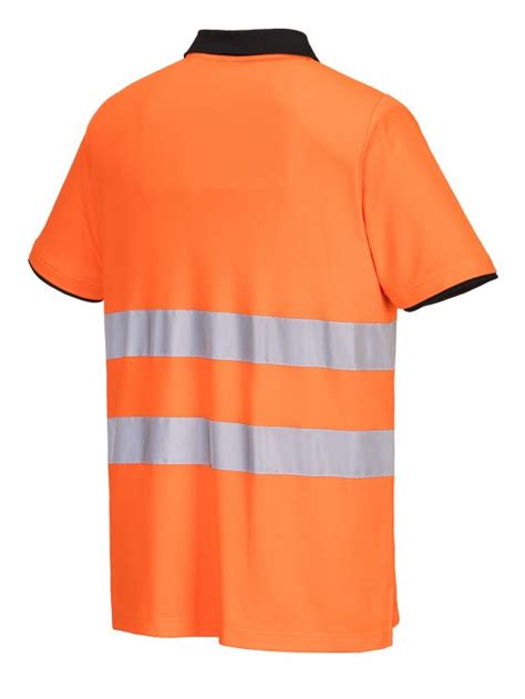 Polo haute visibilité pw2 m c de travail Orange Noir Portwest Achat