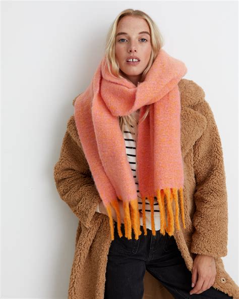 Speckled Brushed Pink Orange Heavyweight Scarf Oliver Bonas