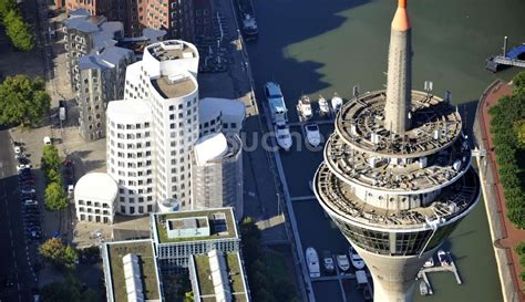 Luftaufnahme Düsseldorf Fernsehturm und Medienhafen Düsseldorf