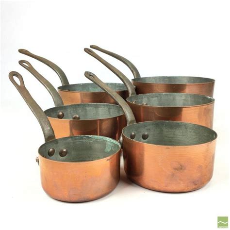 Vintage French Copper Saucepan Set Copper Metalware