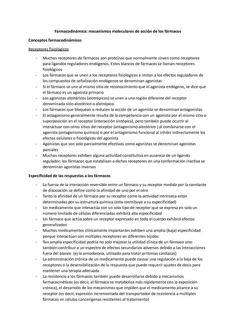 Solution Farmacodin Mica Mecanismos Moleculares De Acci N De Los F