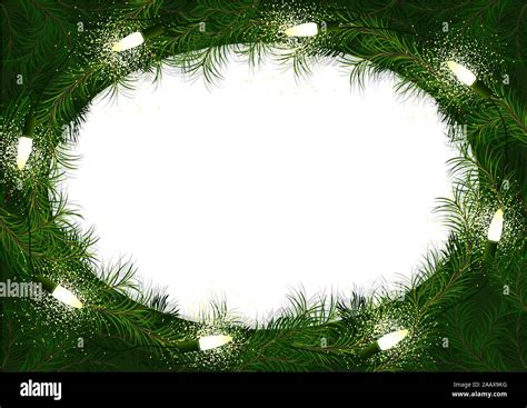 Christmas Wreath with Glowing Christmas Lights Stock Vector Image & Art ...