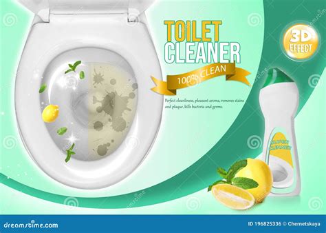 Toilet Cleaner And Shiny Unstained Bowl Ad Design Stock Illustration Illustration Of Mockup