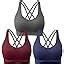 Akamc Pack Women S Medium Support Cross Back Wirefree Removable Cups