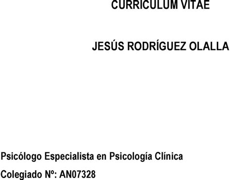 Curriculum Vitae Jes S Rodr Guez Olalla Psic Logo Especialista En