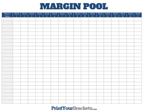 NFL Margin Pool - Printable Point Margin Office Pool