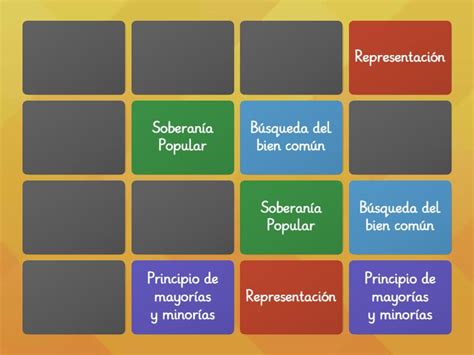 Memorama De Los Principios De La Democracia Matching Pairs