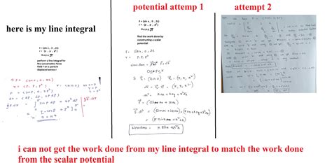 line integrals - work done by a vector field from a potential function ...