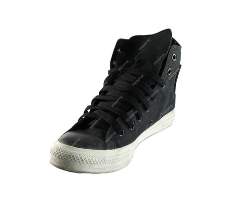 Premium Photo | Black canvas shoes or black sneakers isolated on white