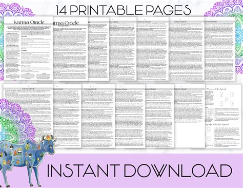 Karma Oracle Meanings Interpretation Printable Pages Past Life