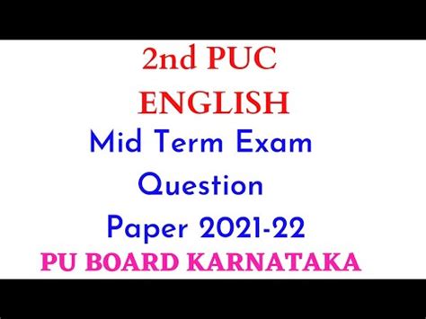 Nd Puc English Mid Term Exam Question Paper Mid Term Exam