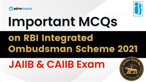 Important Mcqs On Latest Rbi Integrated Ombudsman Scheme Jaiib