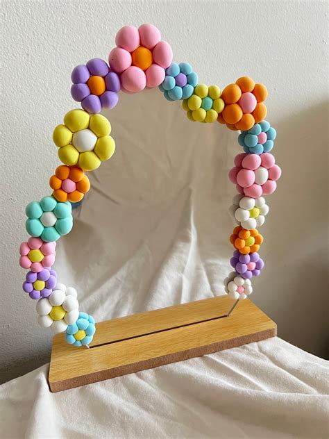 Colorful Diy Clay Makeup Desk Mirror Daisy Handmade Acrylic Home Vanity