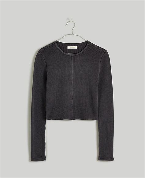 Waffle Knit Crewneck Crop Tee Madewell