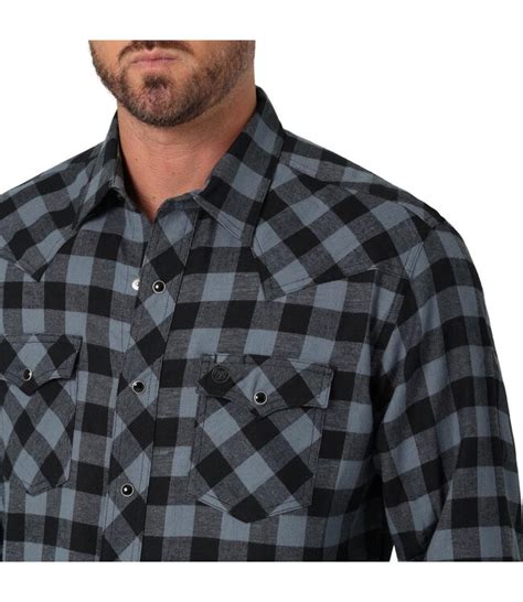 Wrangler Mens Retro Long Sleeve Flannel Western Snap Plaid Shirt Traditions Clothing And T Shop