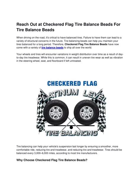 Ppt Tire Balance Beads Checkered Flag Tirebalance Beads Powerpoint