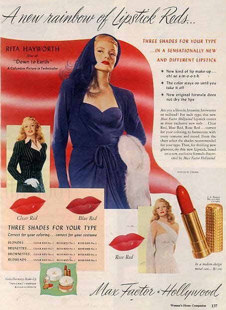 Rita Hayworth In An Ad For Max Factor Pancake Makeup 1943 Description