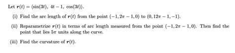 Solved Let R T Sin 3t 4t 1 Cos 3t I Find The