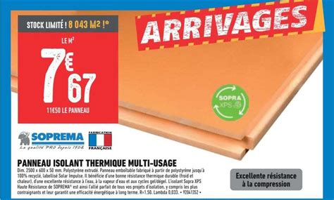 Promo Panneau Isolant Thermique Multi Usage Soprema Chez Brico Cash