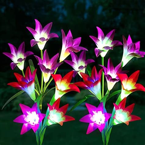 2 pack of solar garden flowers lily solar lights solar outside lights ...