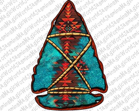 Turquoise Glitter Aztec Arrowhead Png Rodeo Etsy