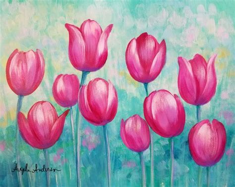 Tulips Acrylic Painting Tutorial | Angela Anderson (Thankful Art ...