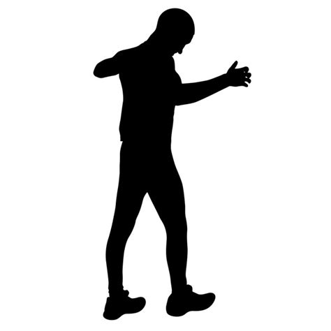 Premium Vector Black Silhouettes Man With Arm Raised On A White