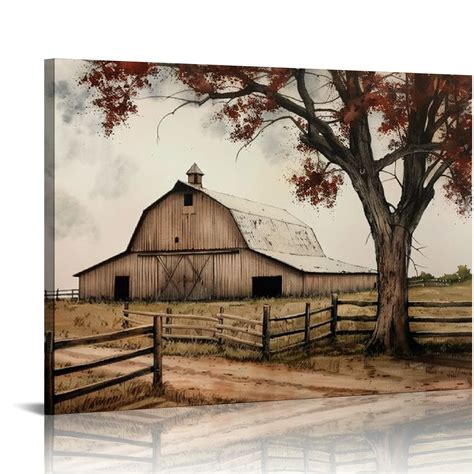 Gotuvs Barn Pictures Wall Decor Old Farmhouse Canvas Wall Art Rustic